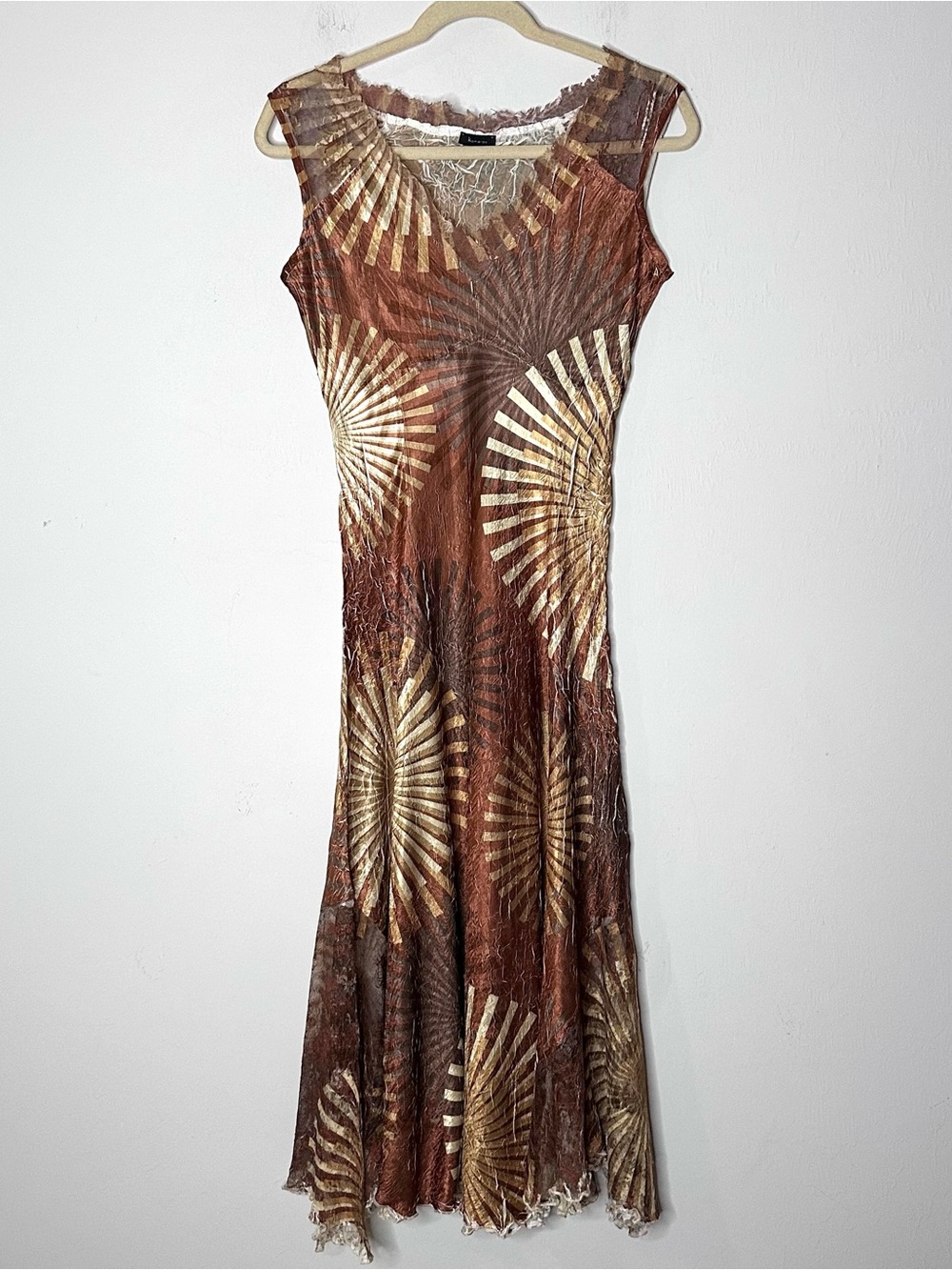 Komarov Charmeuse and Chiffon Crinkle Lace Midi Dress M